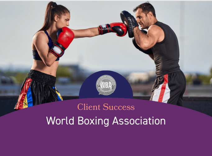 Two boxers training with the words World Boxing Association