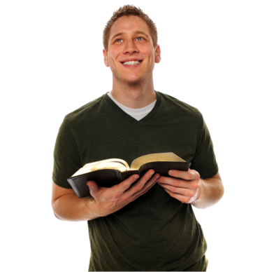 Young man holding a bible