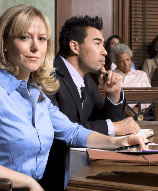 Men and woman in courtroom