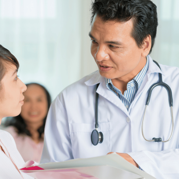 Male doctor talking to a patient