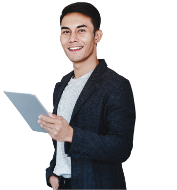IT manager holding a mobile tablet