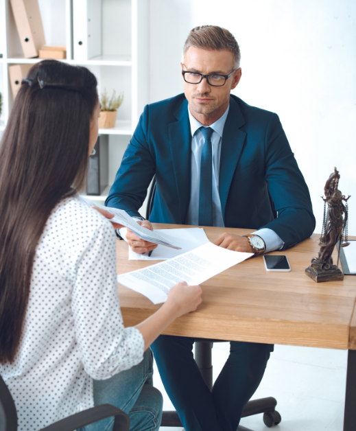 Male attorney with female client