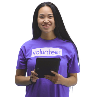 Woman with volunteer shirt