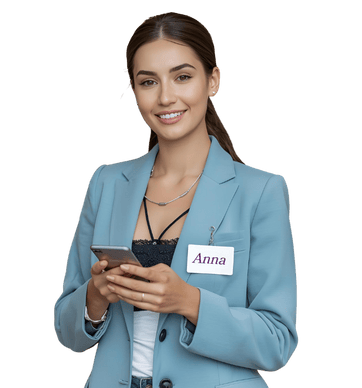 Young retail associate holding a smartphone