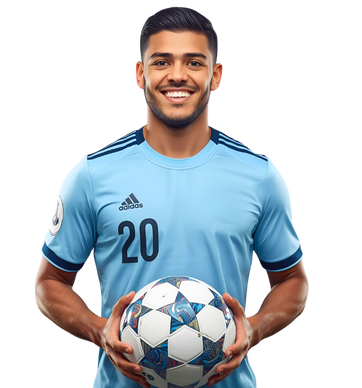 Male soccer player holding a soccer ball