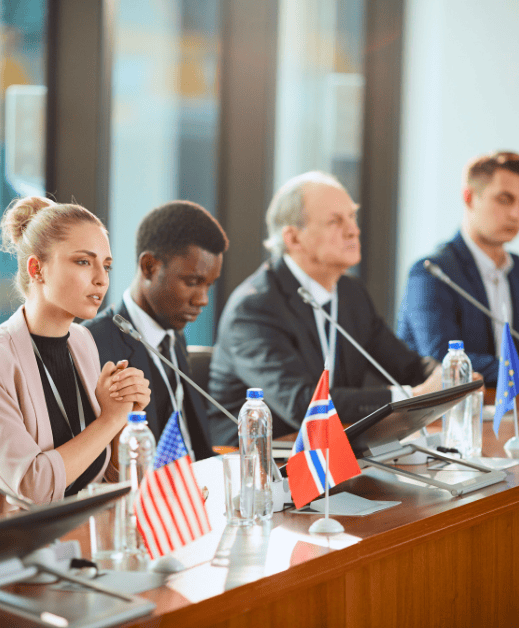Group of political leaders at conference