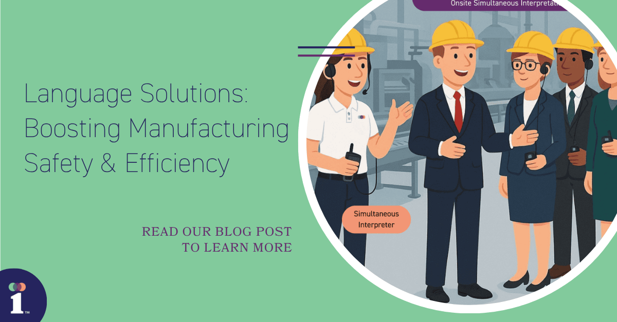 Illustration of an interpreter interpreting during a manufacturing plant tour