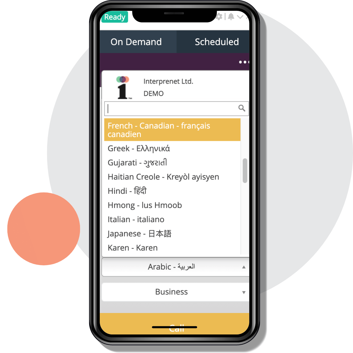 ODI smartphone mockup-choose lanuage ODI smartphone mockup-choose lanuage