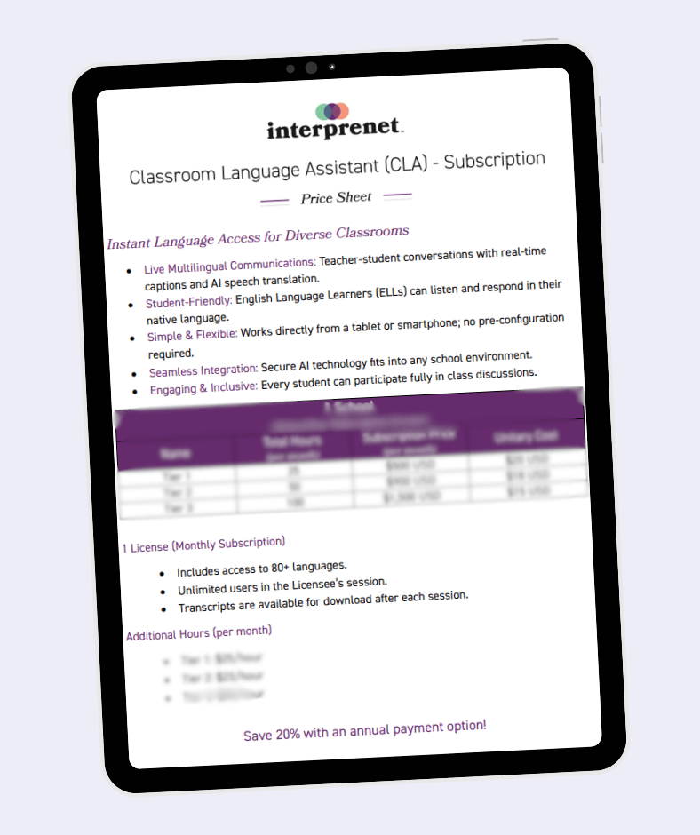 CLA price sheet preview