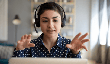 Over-the-Phone interpreter in her home office
